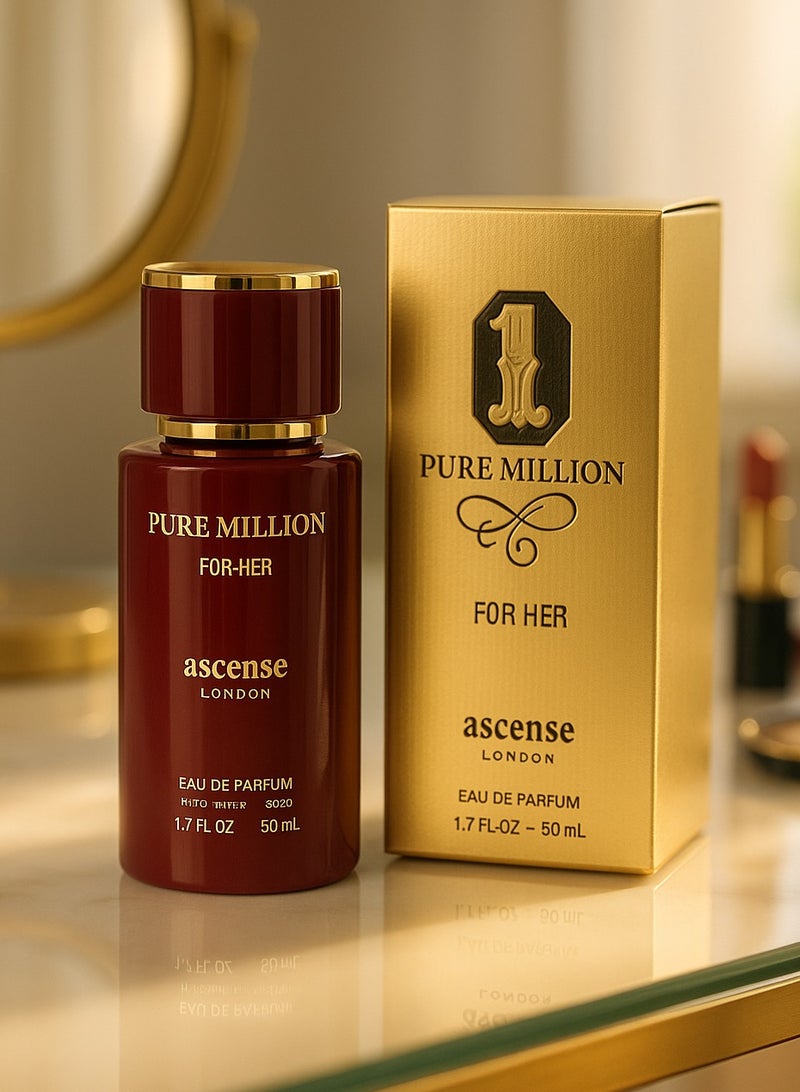 أسينس_لندن عطر نسائي فاخر بيور مليون أو دو بارفان 50 مل | عطر نسائي بنفحات المسك والعنبر وجوز الهند والمسك | أفضل عطر نسائي فاخر - Image 3